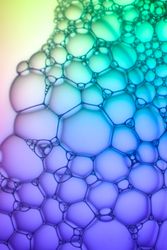 Abstract background bio technology, macro photography foam and water with gradient background. Molecule multicolor backgorund