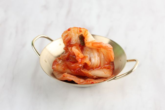 Close Up Korean Kimchi Cabbage on Small Plate