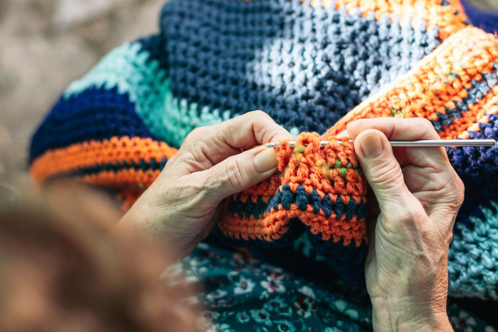 Granny Hobbies: Older Woman Crocheting