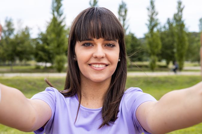 Sport woman taking a selfie on fitness training outdoors