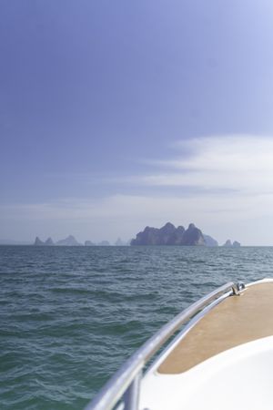 Landscape shot of Thailand landforms from boat