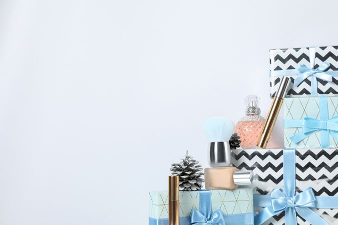 Concept of cosmetics, winter cosmetics, space for text