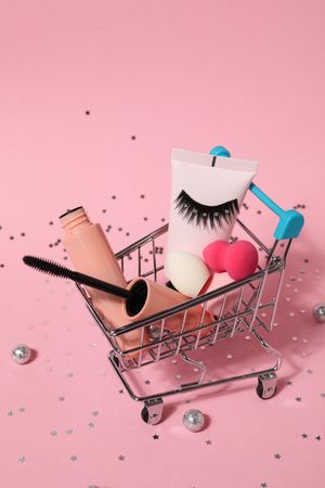 False eyelashes, concept of different makeup accessories