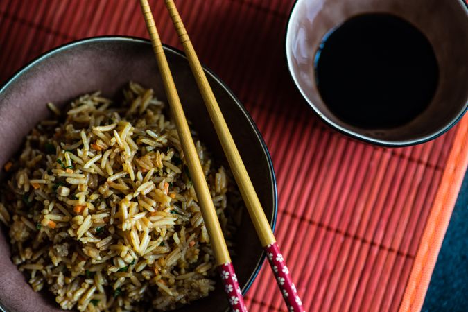 Traditional chinese rice on concrete background