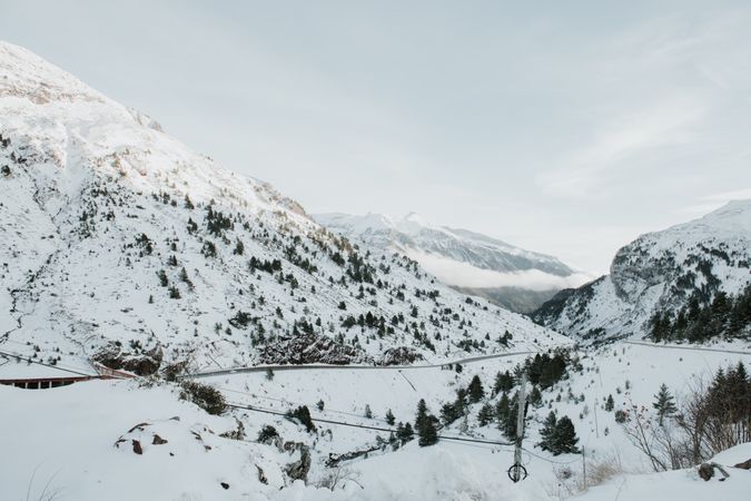 Wonderful view of hills in snow