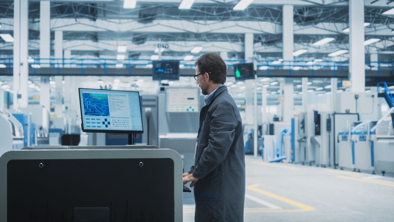 Man standing in front of screen