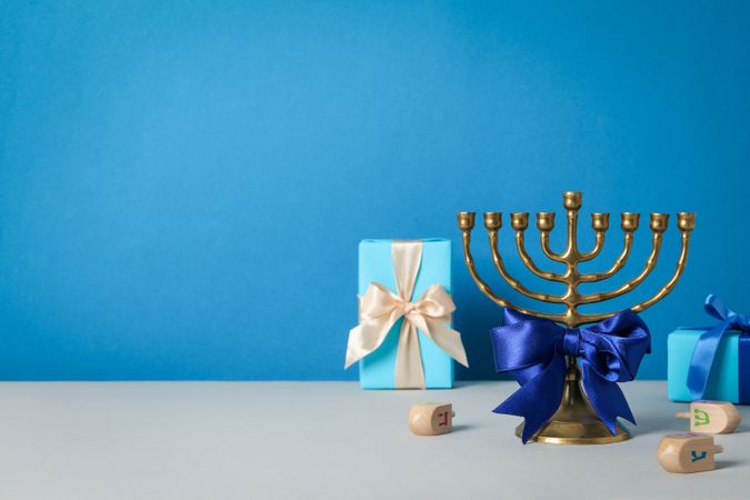 Concept of Jewish holiday, Hanukkah, space for text