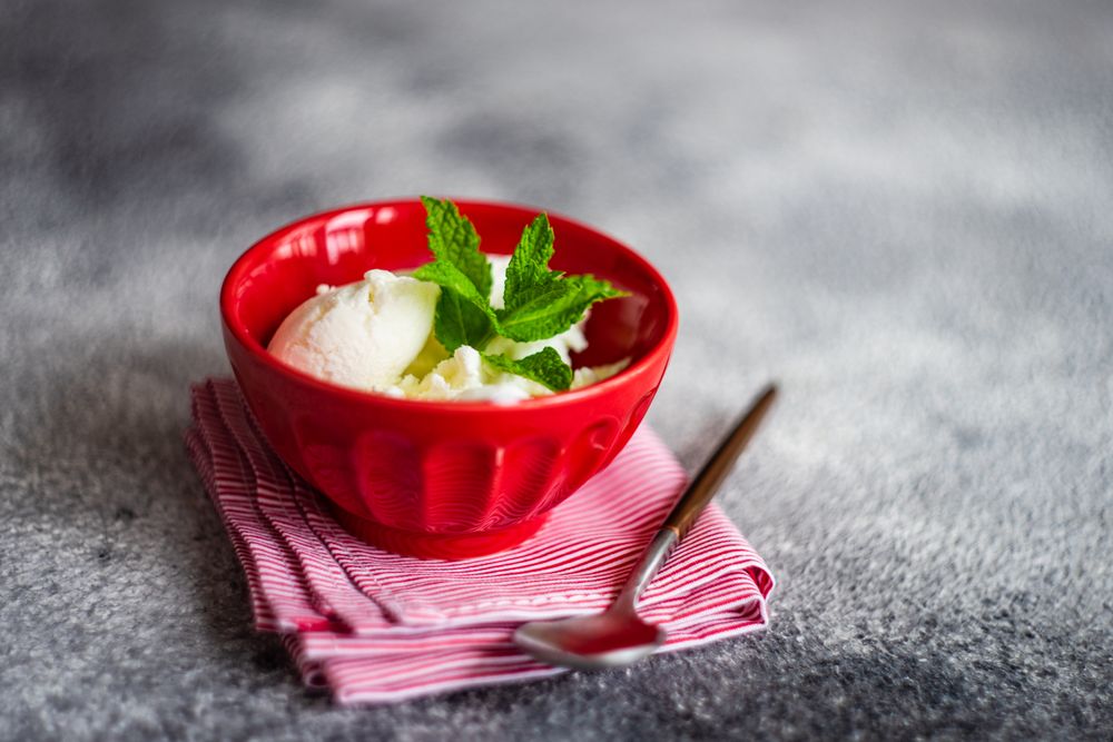 Bowl of vanilla ice cream
