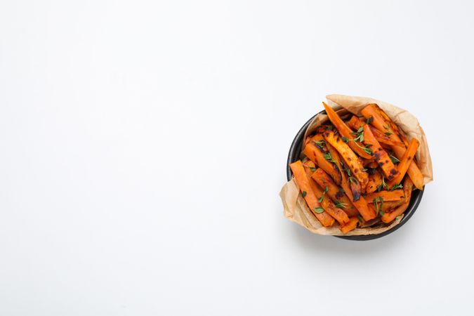 Concept of tasty food - sweet potato fries
