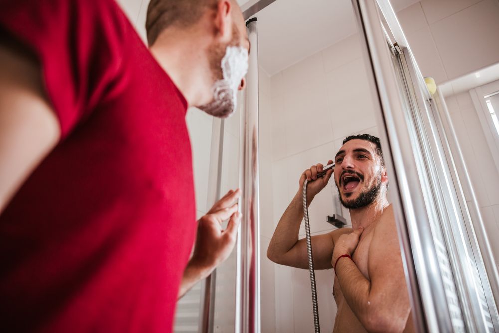 Gay couple in the bathroom