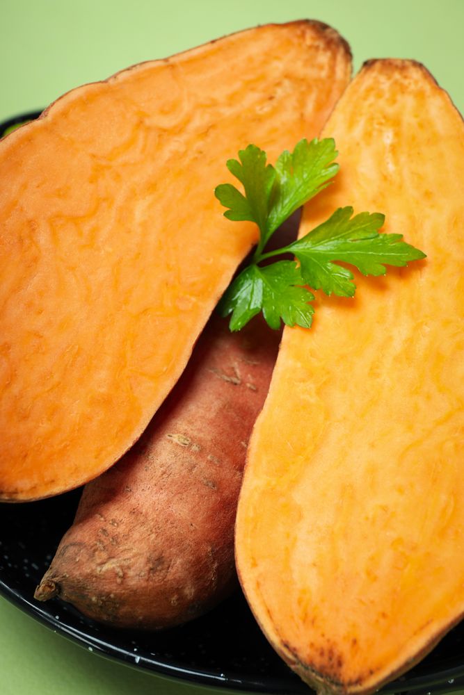 Concept of vegetables, sweet potato, close up