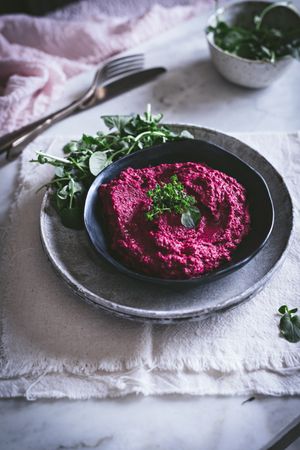 Hummus on plate