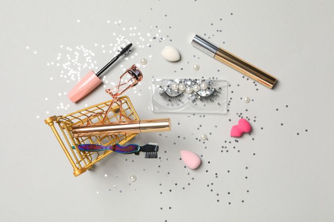 False eyelashes, concept of different makeup accessories