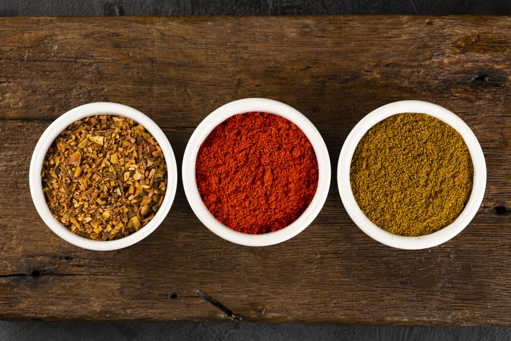 Variety of spices and seasonings on the table.