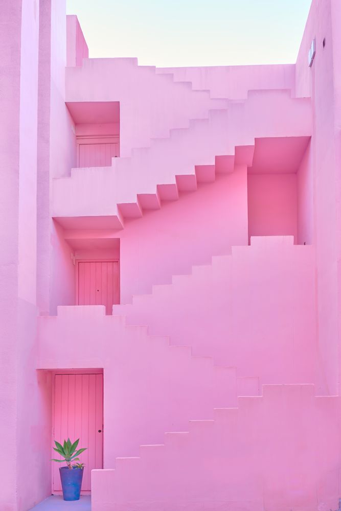 Pink construction with stairs and floors
