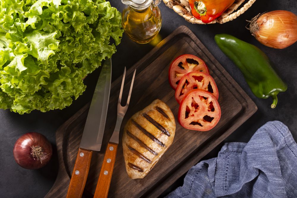 Tasty grilled chicken with salad.