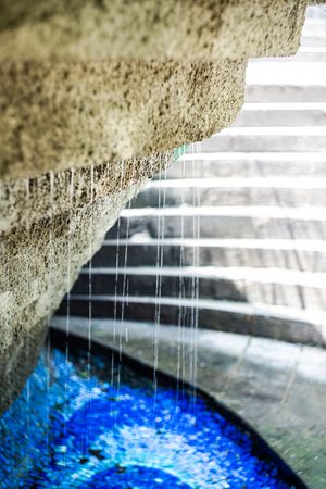 Water fontain with blue mosaic