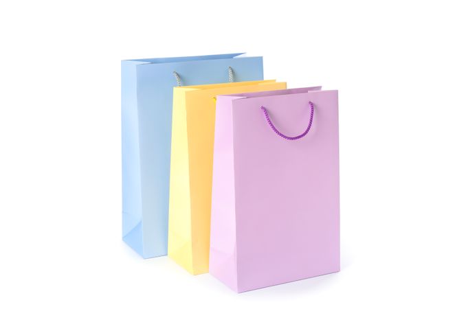 Color paper bags isolated on blank background