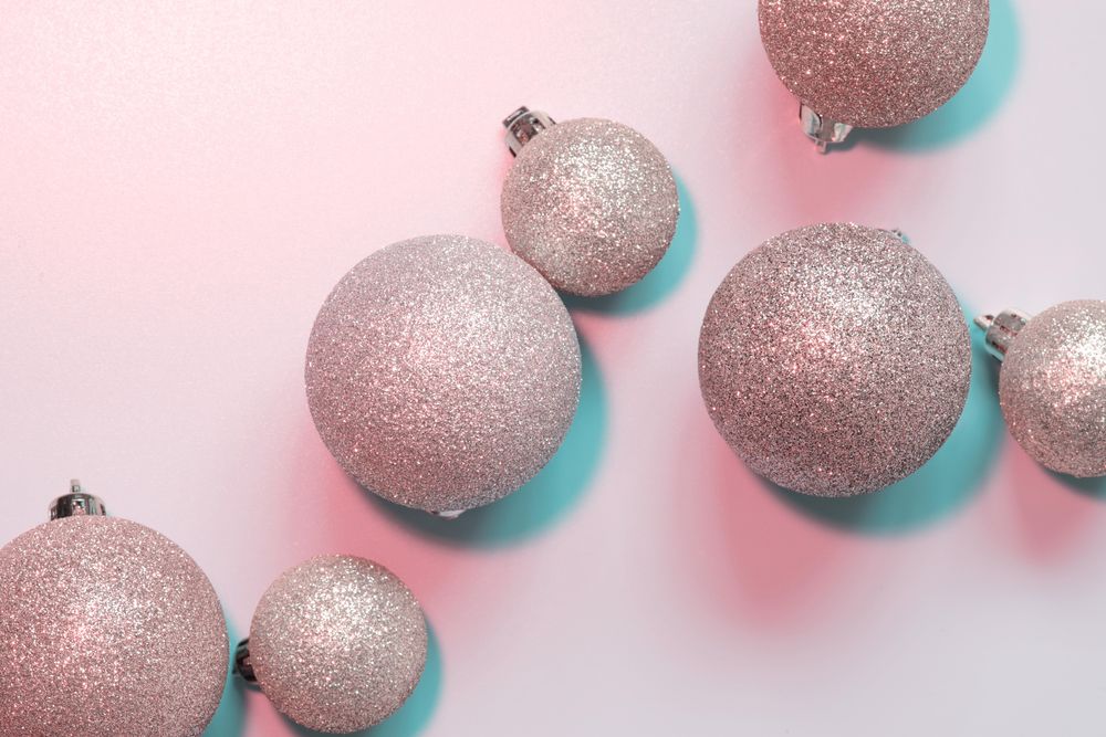 Silver glitter bauble decorations