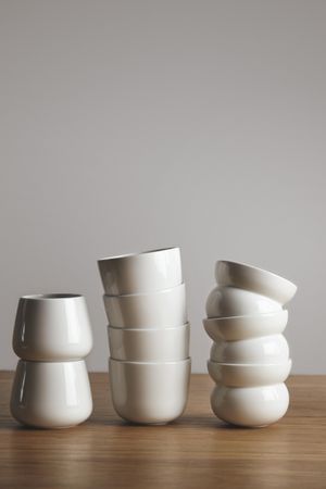 Stacks of different coffee cups