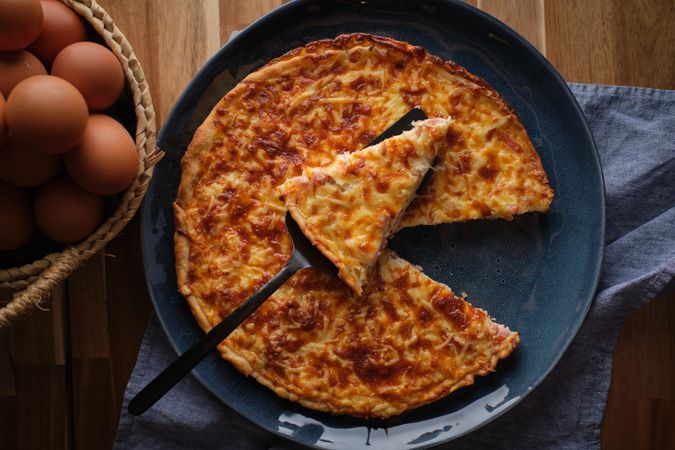 Quiche served on plate for lunch