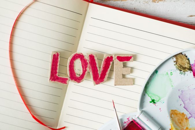 Love symbols hand painted in watercolor