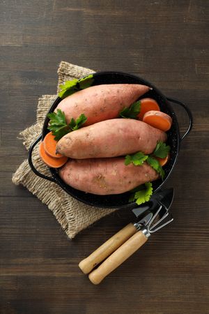 Sweet potato, concept of healthy food, vegetables