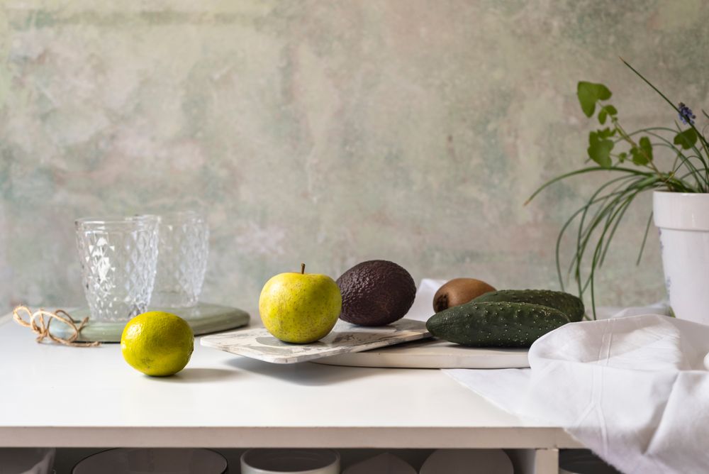 Fresh ingredients, recipe of Green smoothies.