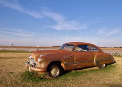 Vintage automobile at the Hopson Plantation site on the outskirts of Clarksdale, Mississippi e4Bodb