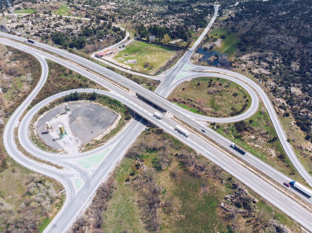 Urban road junction in suburb area