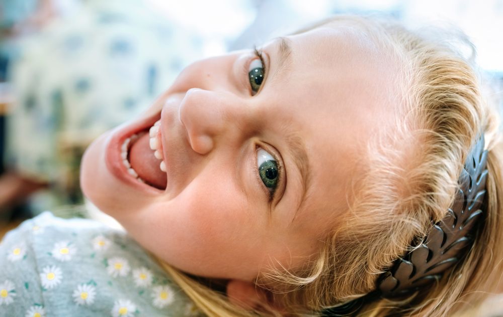 Closeup of girl looking back