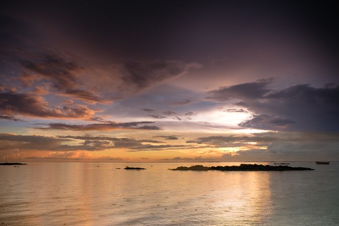 Beautiful colorful sunset overlooking the Indian Ocean