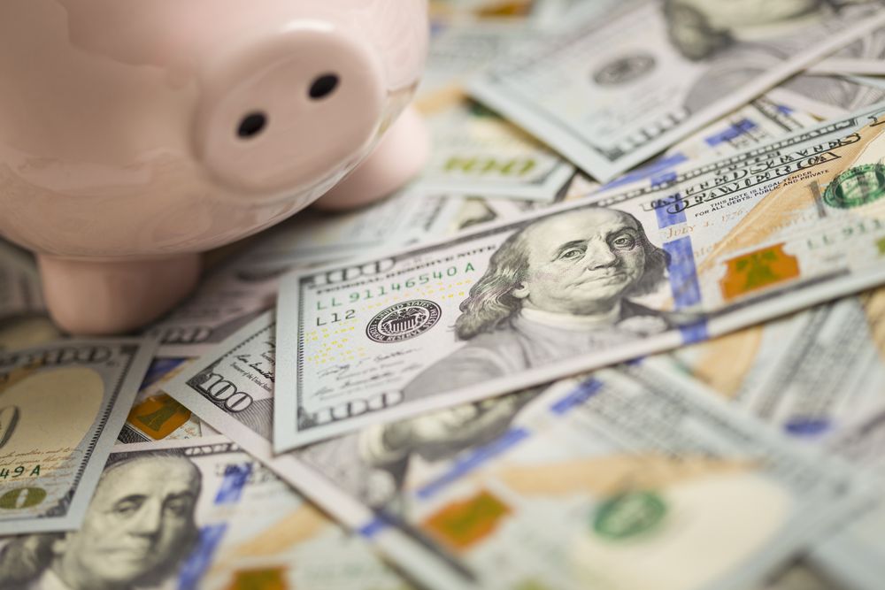 Piggy Bank on Newly Designed One Hundred Dollar Bills