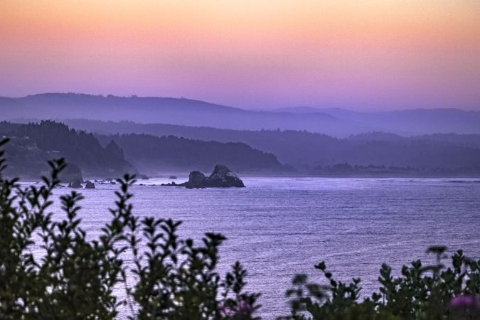 Calm west coast with beautiful gradient sky