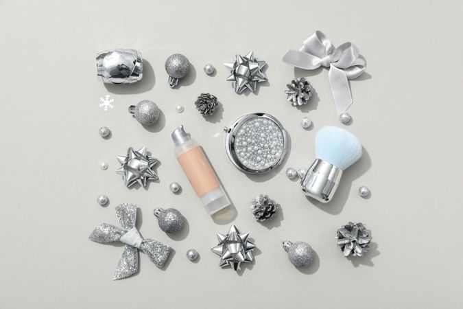 Concept of cosmetics, winter cosmetics, top view