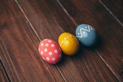 Set of Easter eggs on straw