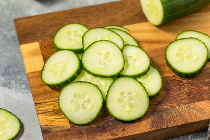 Cold Organic Green Cucumber Slices