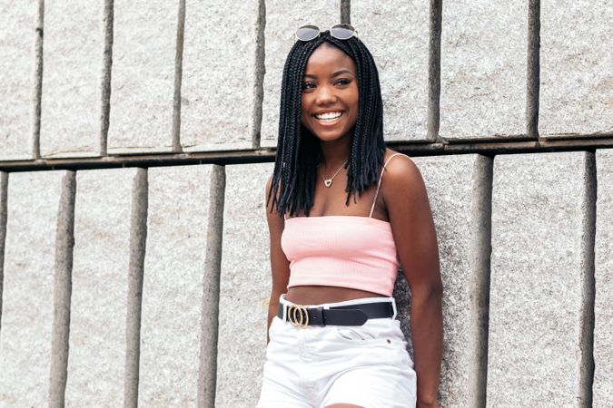 Portrait of a Black young woman enjoying in the city