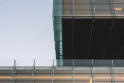 Part of building with light on floors