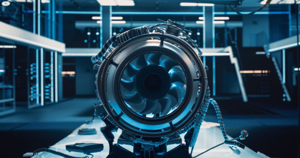 Advanced Futuristic Turbine Engine with a Moving Fan.