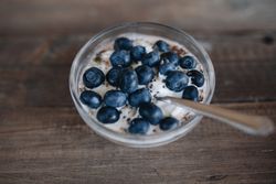 Delicious breakfast with blueberries