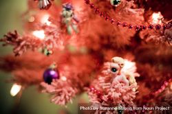 Cute festive pastel pink tree with vintage ornaments 5qWvob
