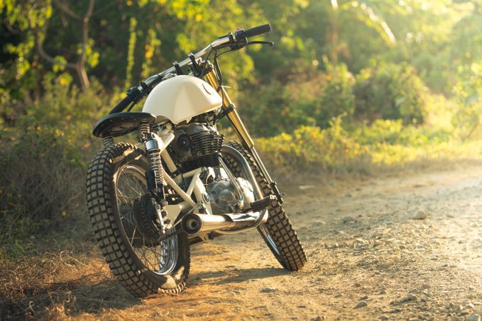 Motorcycle on roadside in countryside