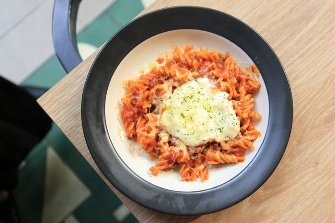 Bolognese Pasta with Melted Cheese