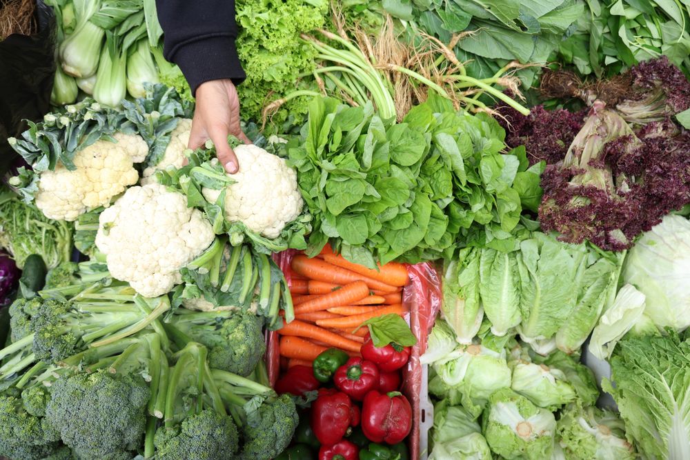 Fresh Vegetable Produce Display at Indonesia Traditional Local Market