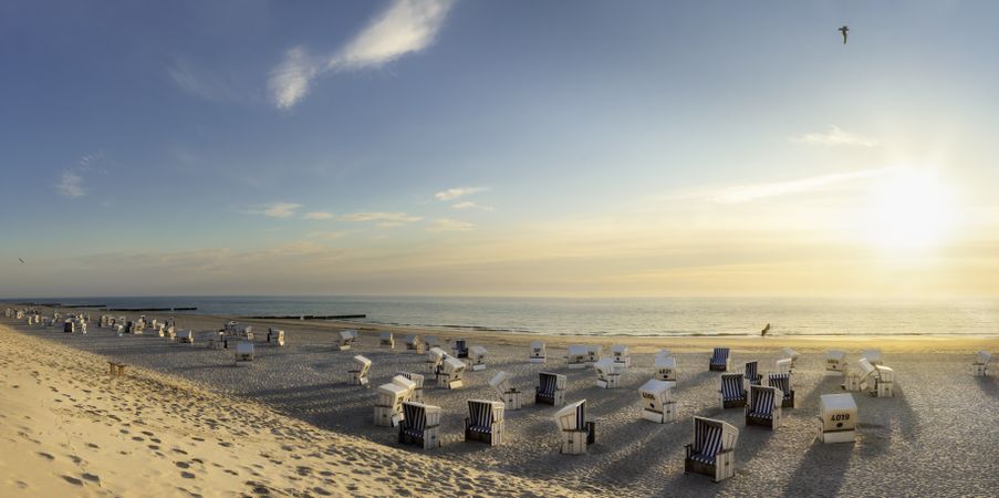 Beach scenery at sunset