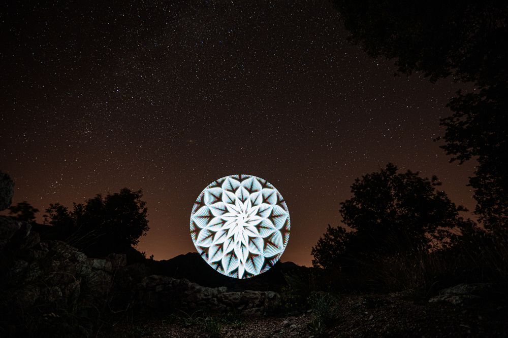 Light painting in the dark night
