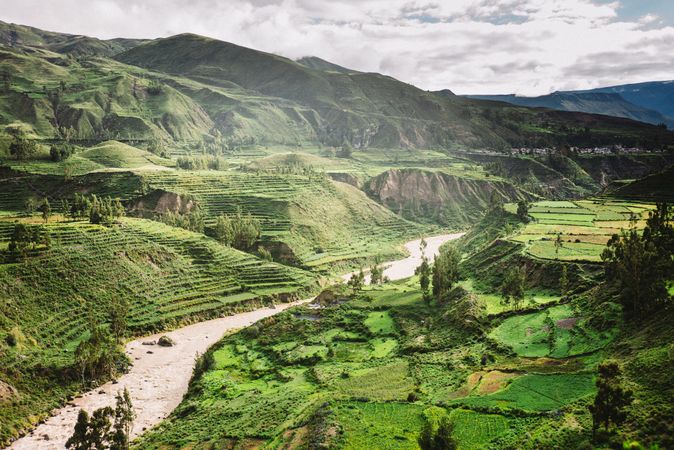 Lush green hills in Peru