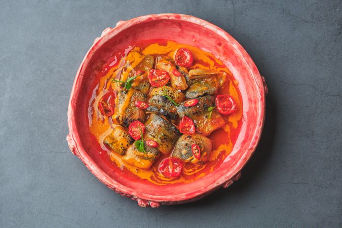 Eel in sauce with chili pepper