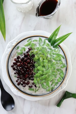 Cendol or Dawet with Red Bean, Malaysian and Indoensian Popular Dessert
